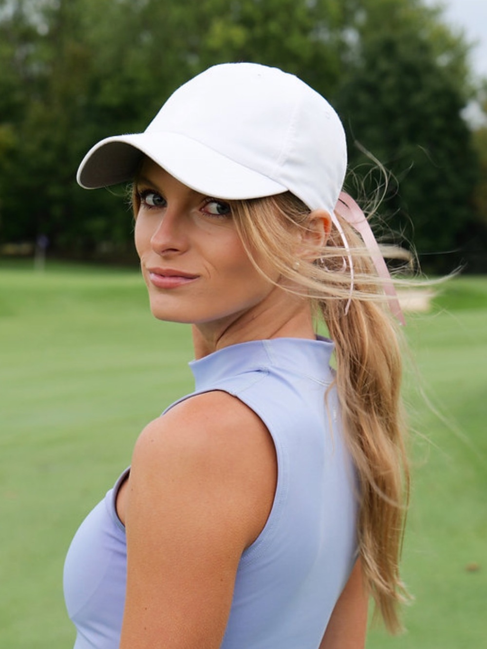 Fore The Girls White Ponytail Baseball Cap with Gray Logo